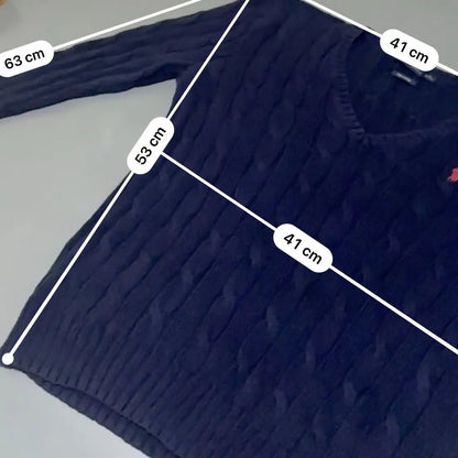 Navy Ralph Lauren V - neck Knitted Sweater - M - New, Never Worn - Revaleur