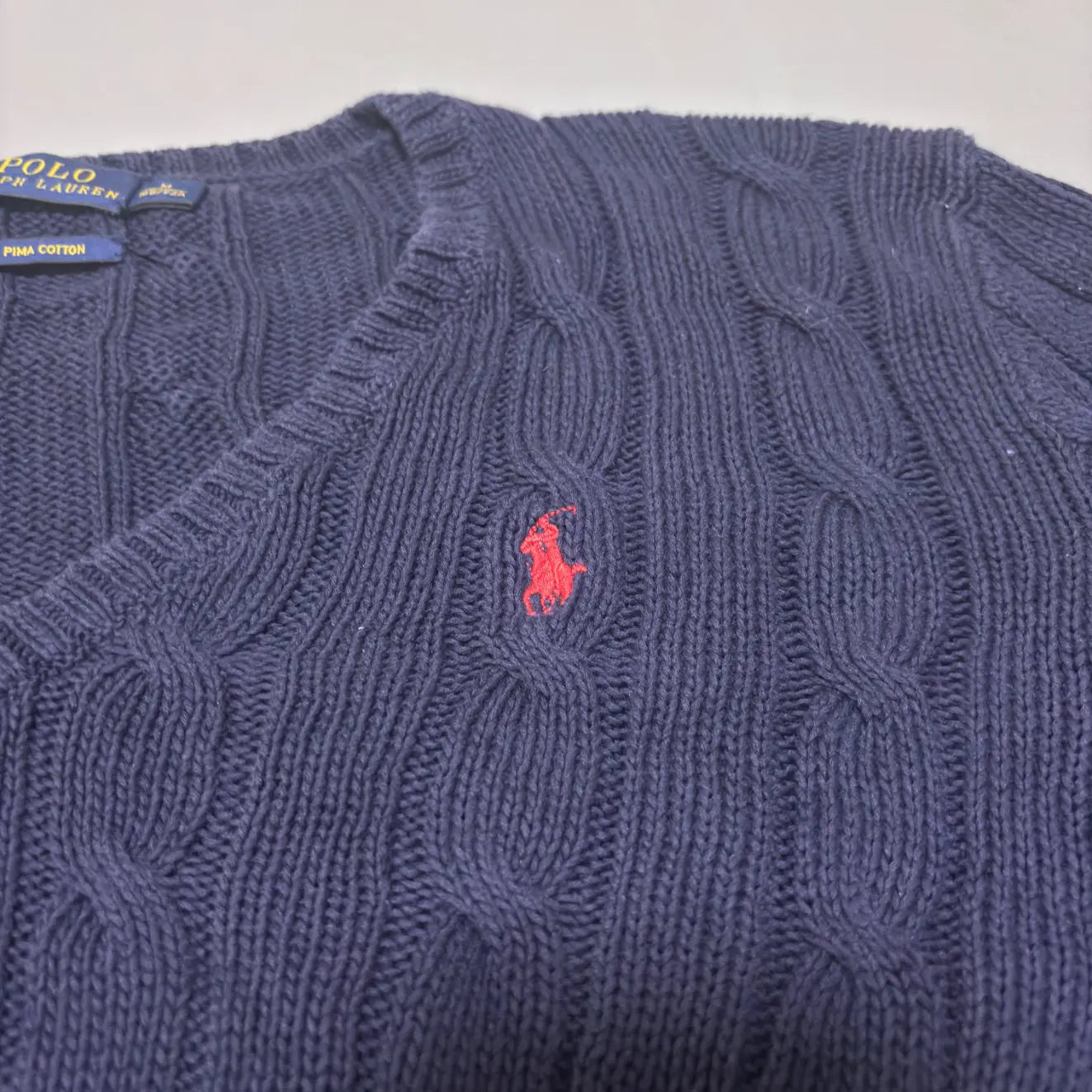 Navy Ralph Lauren V - neck Knitted Sweater - M - New, Never Worn - Revaleur