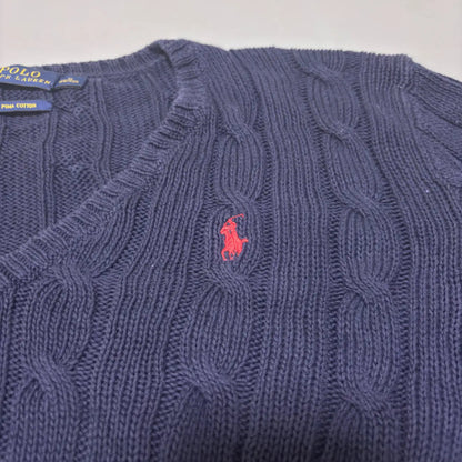 Navy Ralph Lauren V - neck Knitted Sweater - M - New, Never Worn - Revaleur