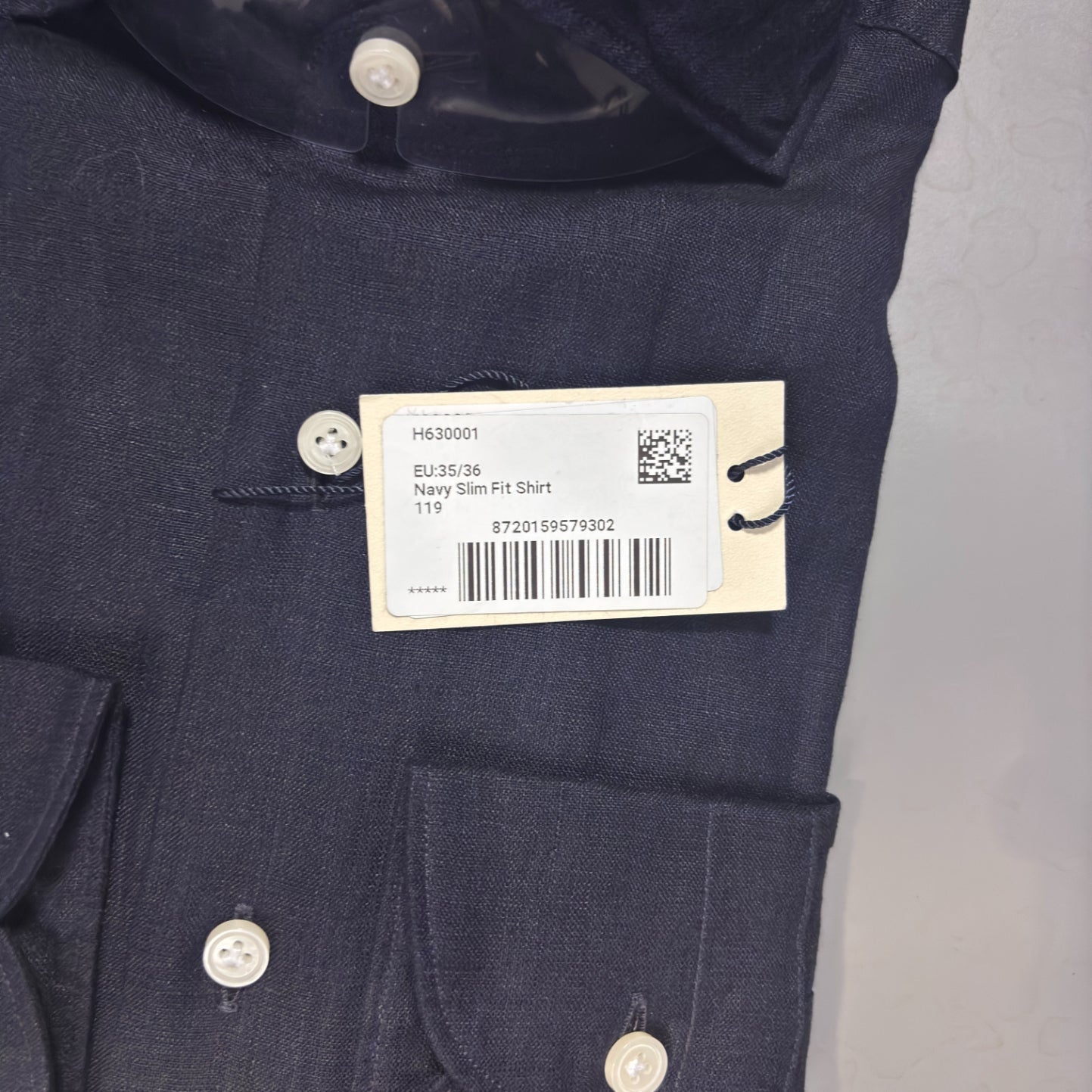 Navy Slim Fit Shirt Suitsupply – W35/36 - New, With Tags - Revaleur