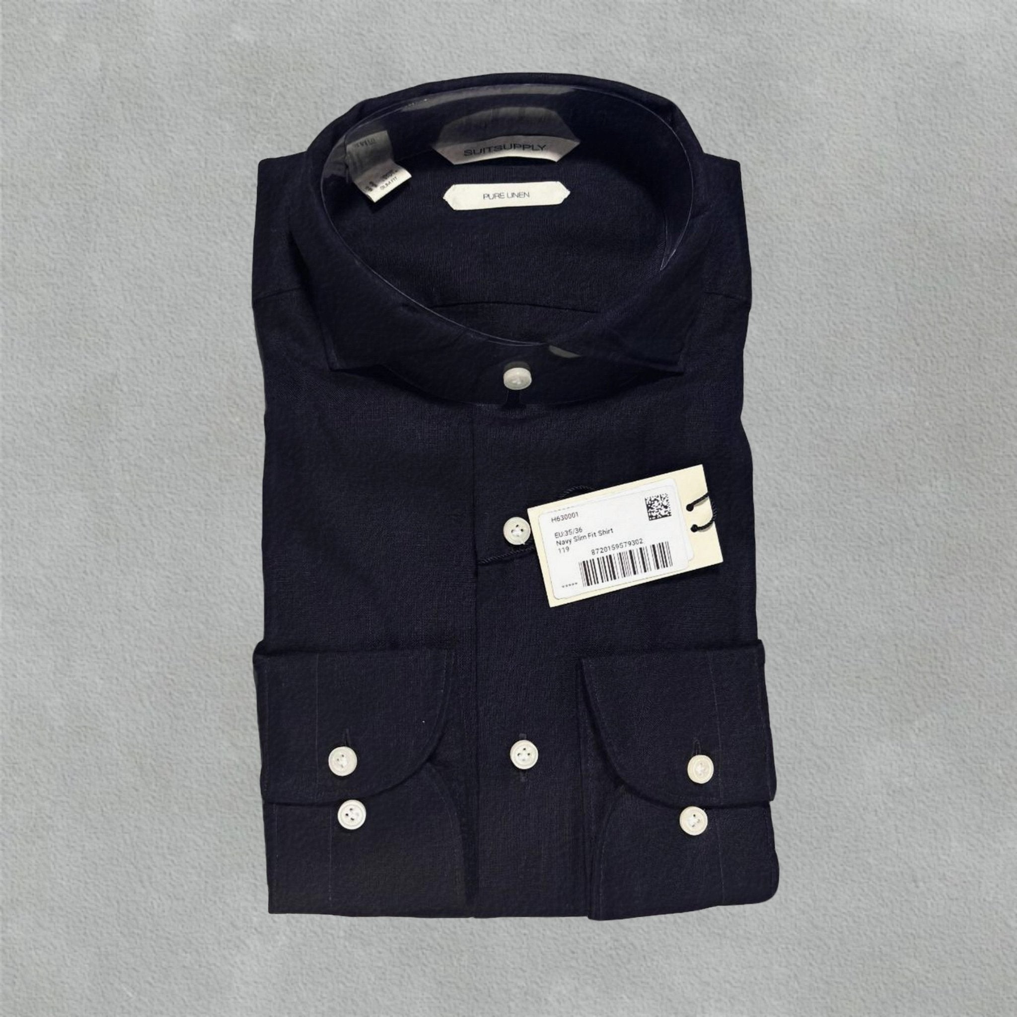 Navy Slim Fit Shirt Suitsupply – W35/36 - New, With Tags - Revaleur