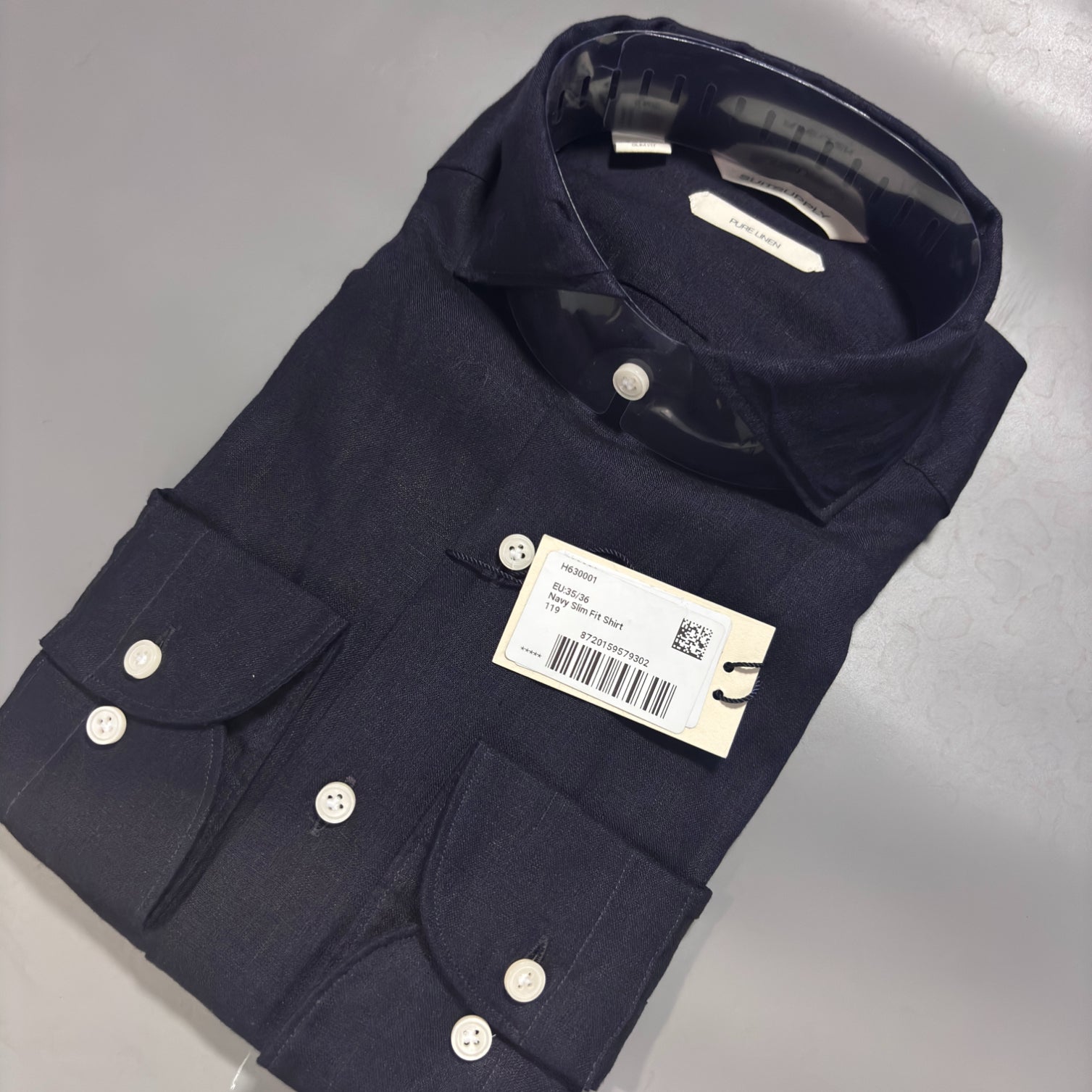 Navy Slim Fit Shirt Suitsupply – W35/36 - New, With Tags - Revaleur