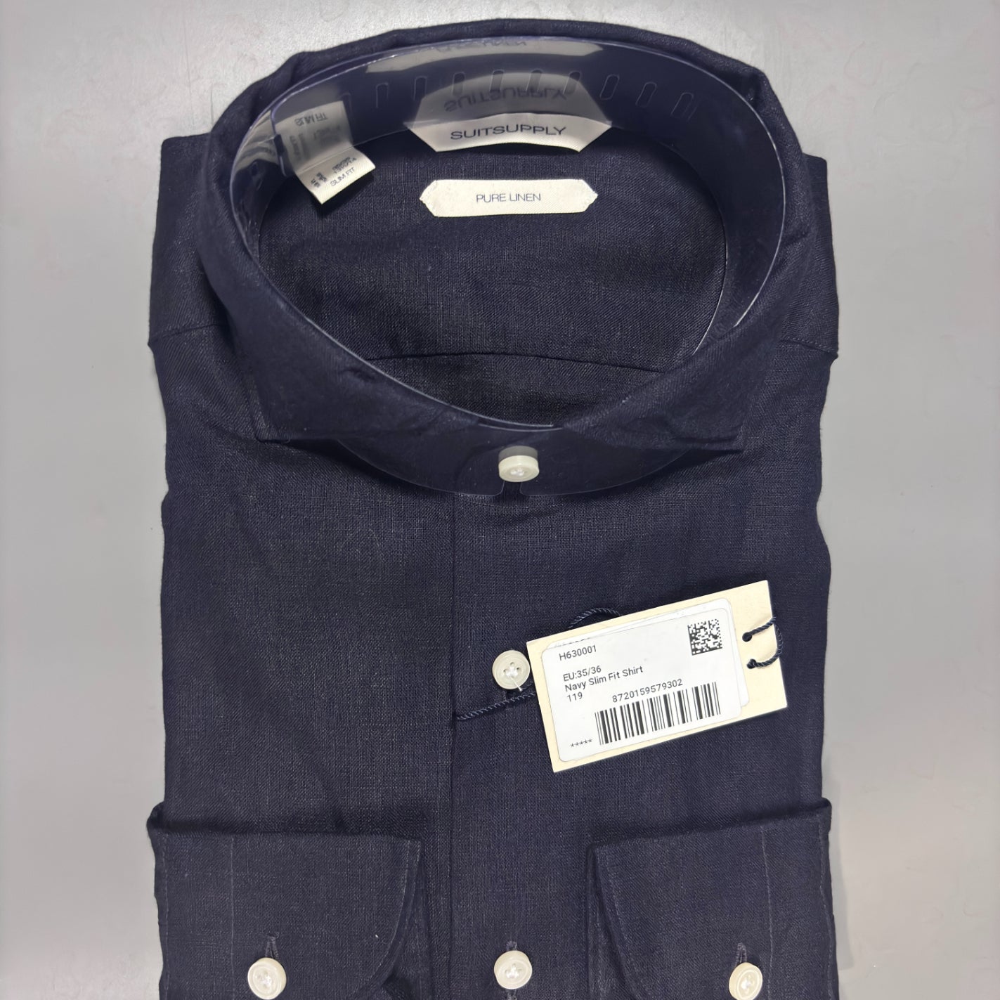 Navy Slim Fit Shirt Suitsupply – W35/36 - New, With Tags - Revaleur