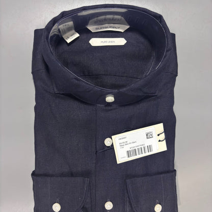 Navy Slim Fit Shirt Suitsupply – W35/36 - New, With Tags - Revaleur