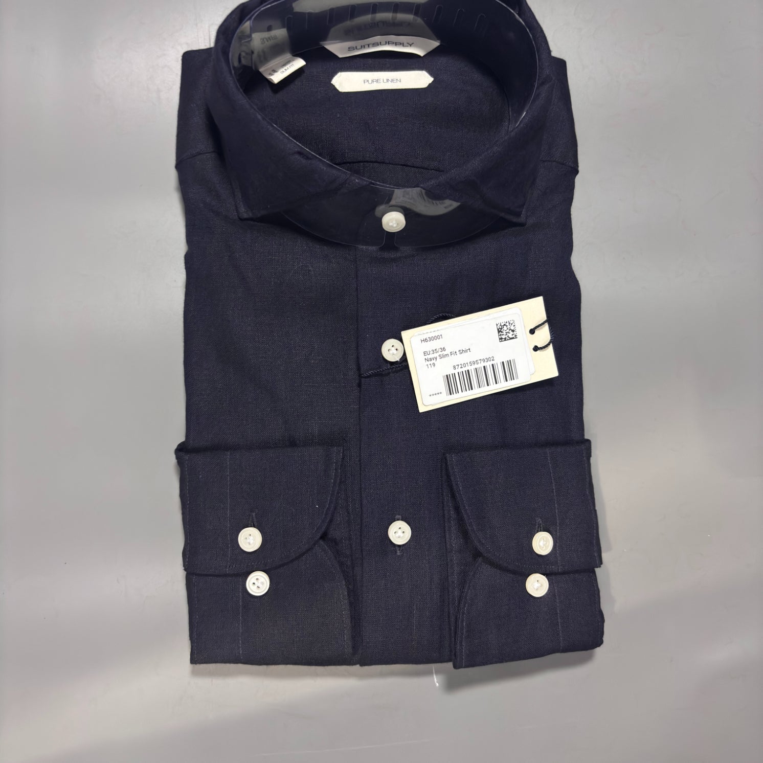 Navy Slim Fit Shirt Suitsupply – W35/36 - New, With Tags - Revaleur