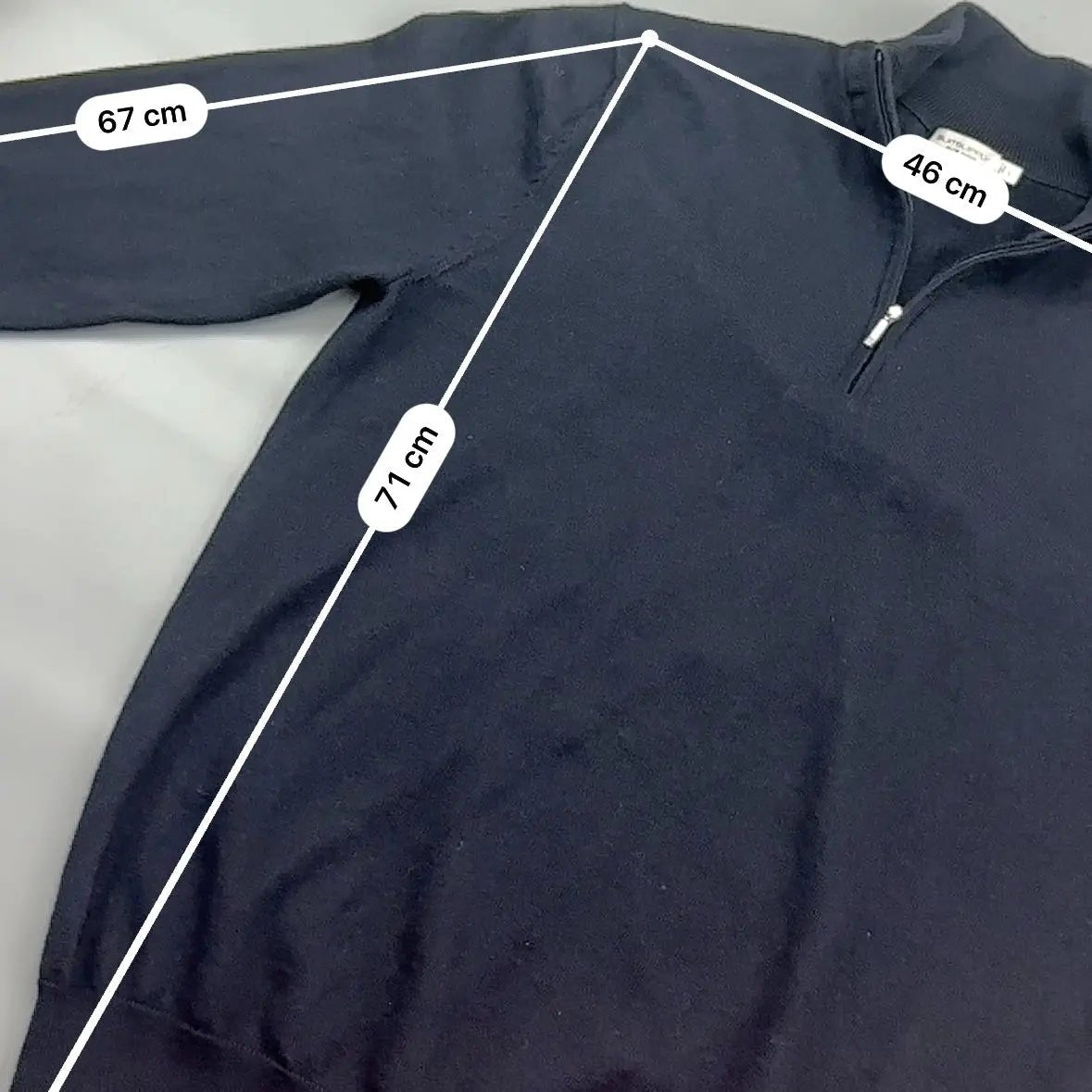 Navy Suitsupply Half Zip Sweater - Size L - New, Never Worn - Revaleur