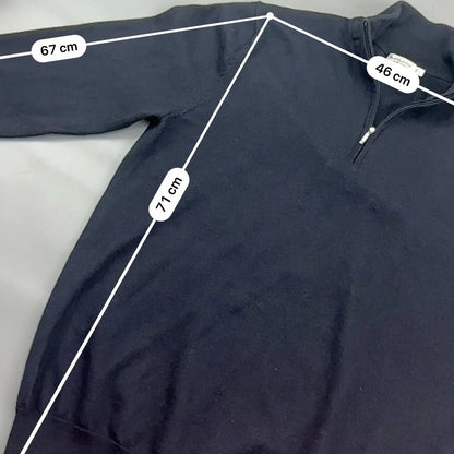 Navy Suitsupply Half Zip Sweater - Size L - New, Never Worn - Revaleur