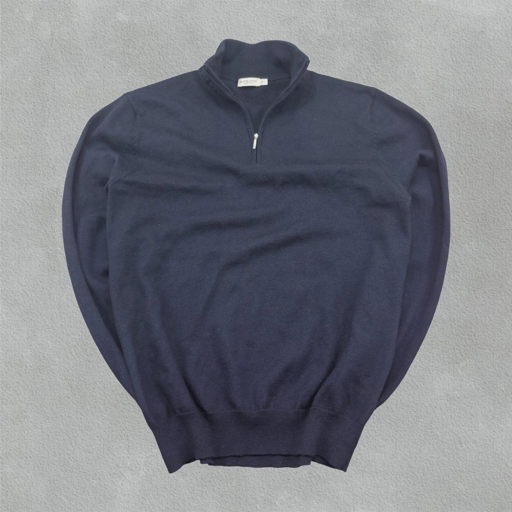 Navy Suitsupply Half Zip Sweater - Size L - New, Never Worn - Revaleur