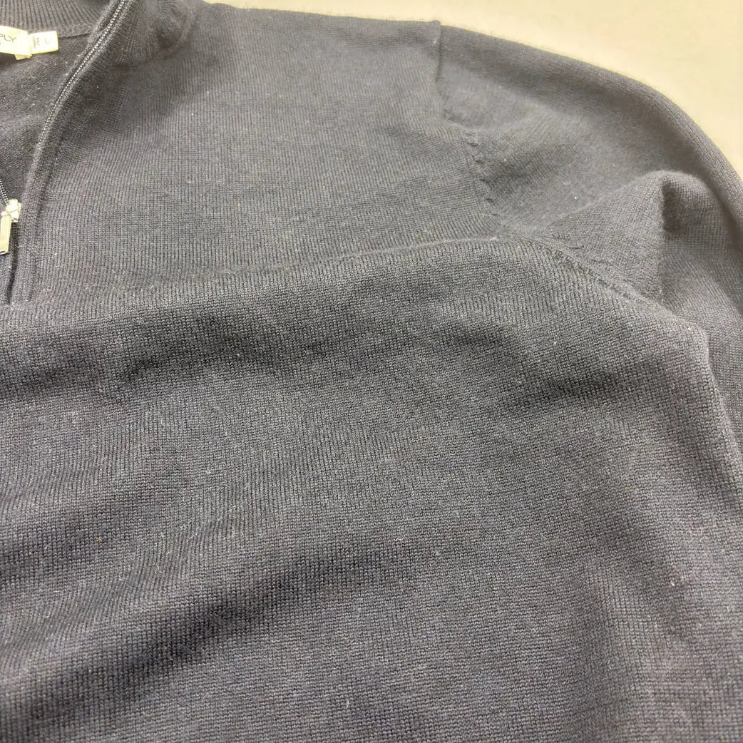 Navy Suitsupply Half Zip Sweater - Size L - New, Never Worn - Revaleur