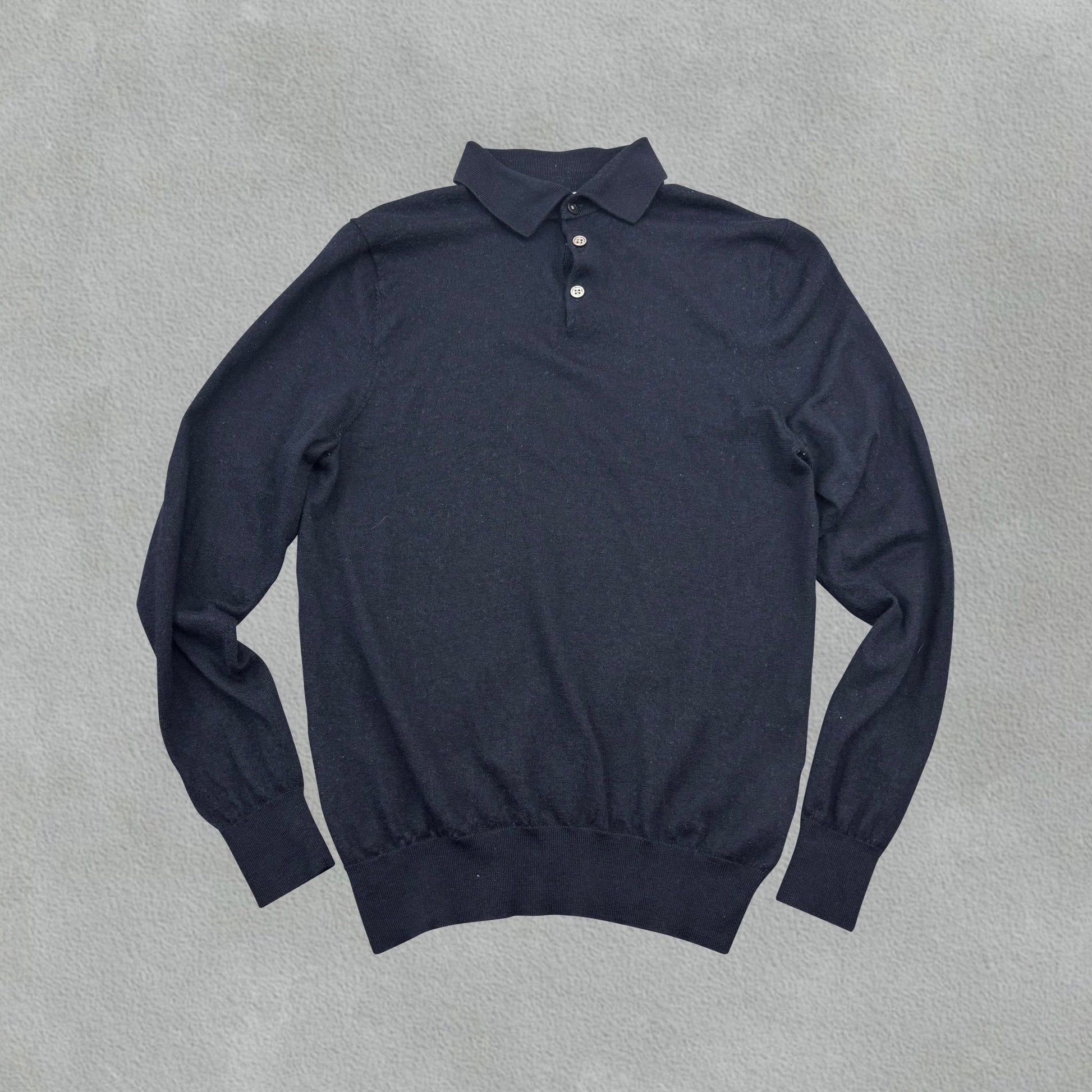 Navy Suitsupply Longsleeve Polo Shirt - Men XS - Very Good - Revaleur