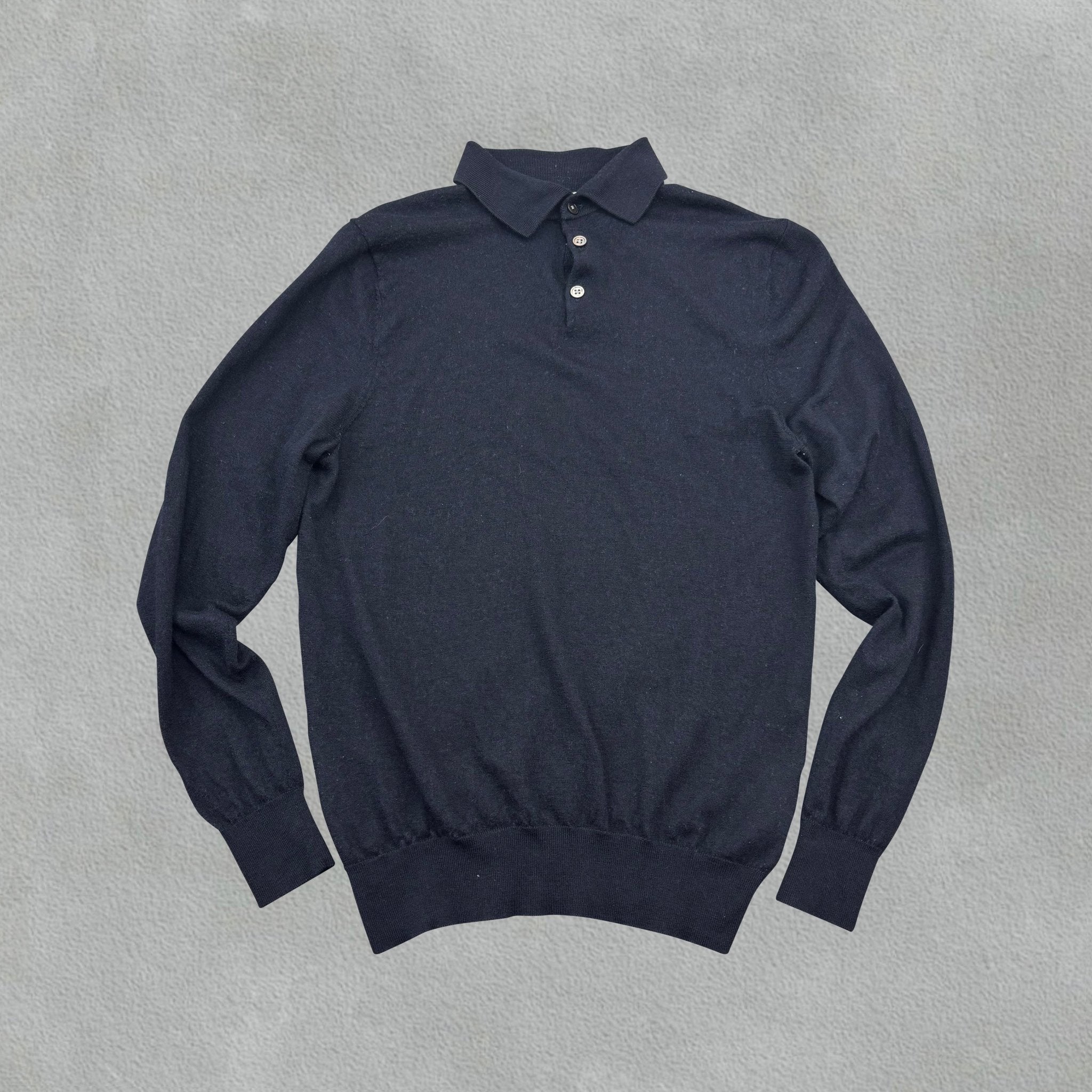 Navy Suitsupply Longsleeve Polo Shirt - Men XS - Very Good - Revaleur