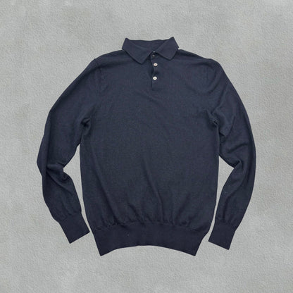 Navy Suitsupply Longsleeve Polo Shirt - Men XS - Very Good - Revaleur