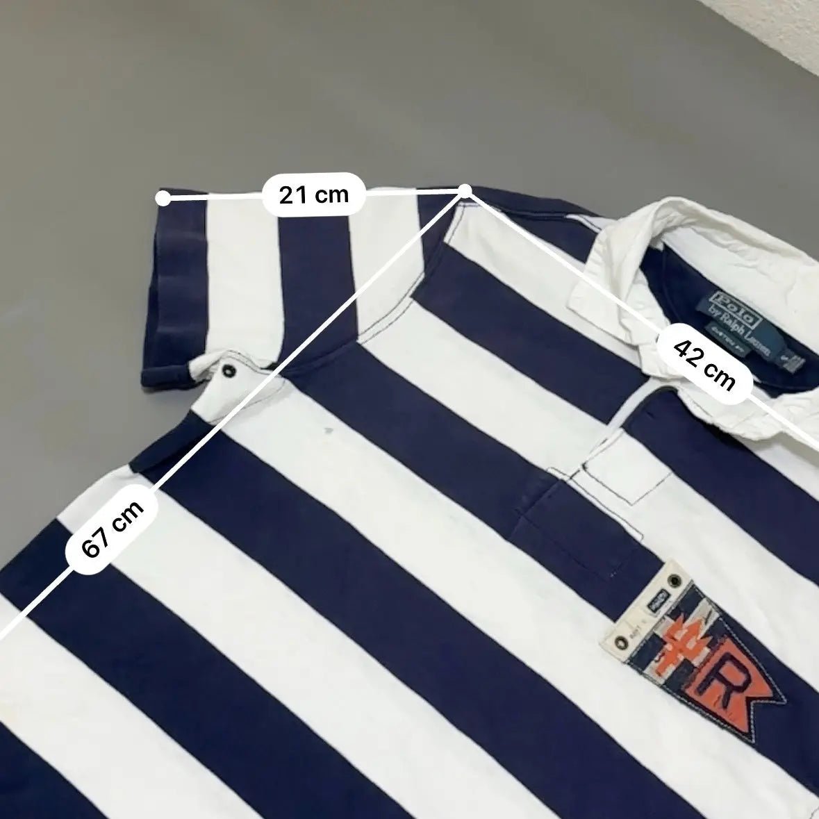 Navy & White Ralph Lauren Polo Shirt - M - Good Condition - Revaleur