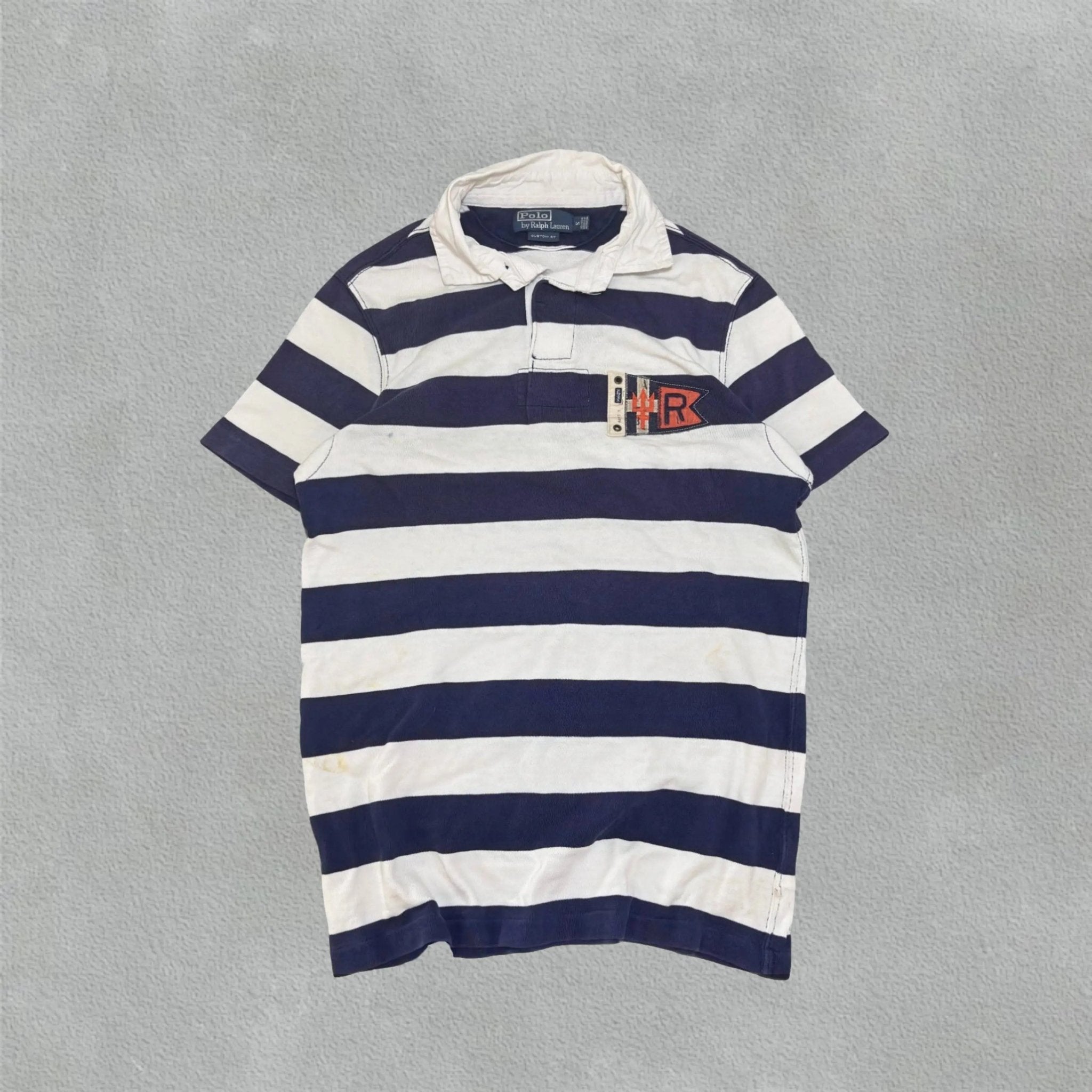 Navy & White Ralph Lauren Polo Shirt - M - Good Condition - Revaleur