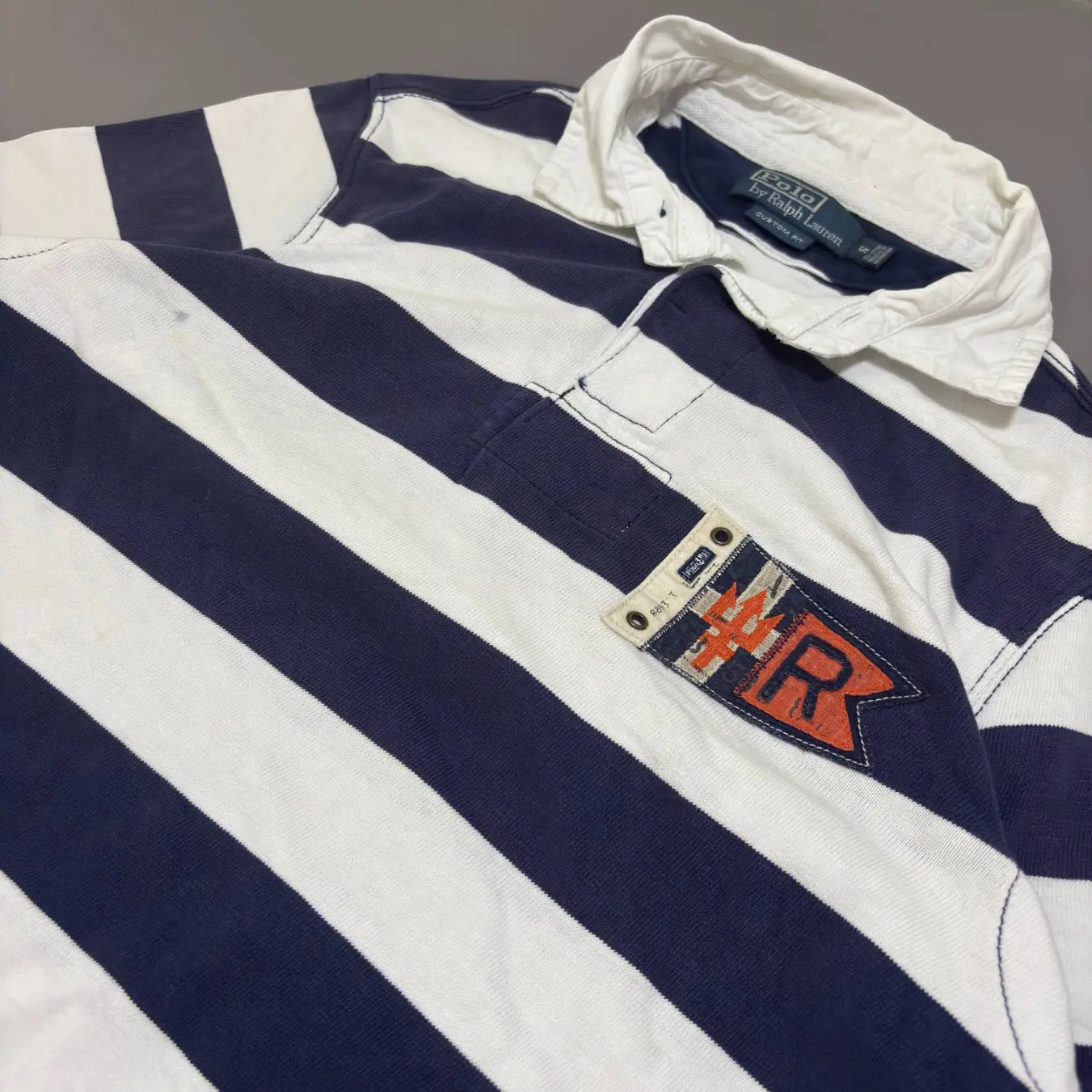 Navy & White Ralph Lauren Polo Shirt - M - Good Condition - Revaleur