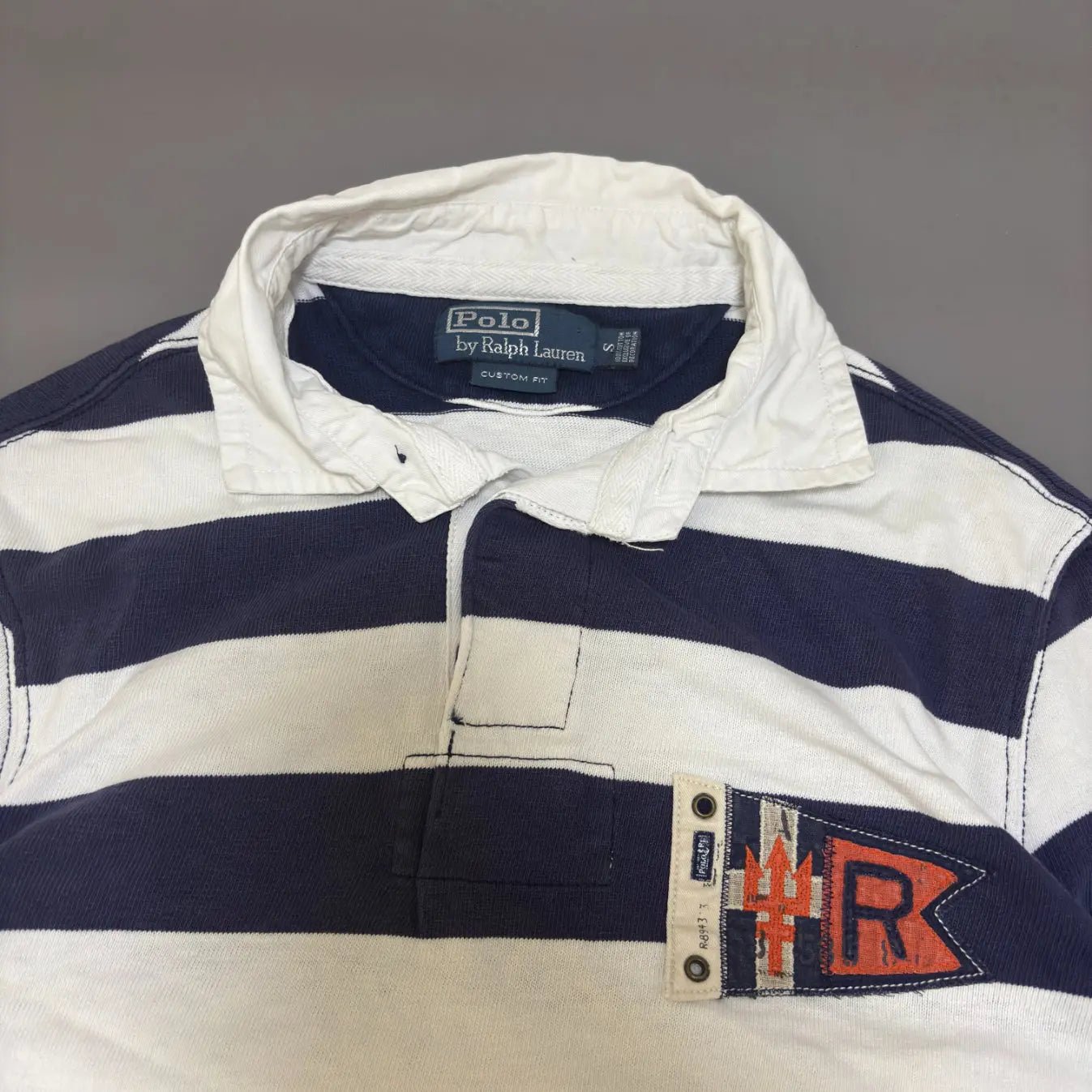 Navy & White Ralph Lauren Polo Shirt - M - Good Condition - Revaleur