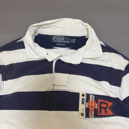 Navy & White Ralph Lauren Polo Shirt - M - Good Condition - Revaleur