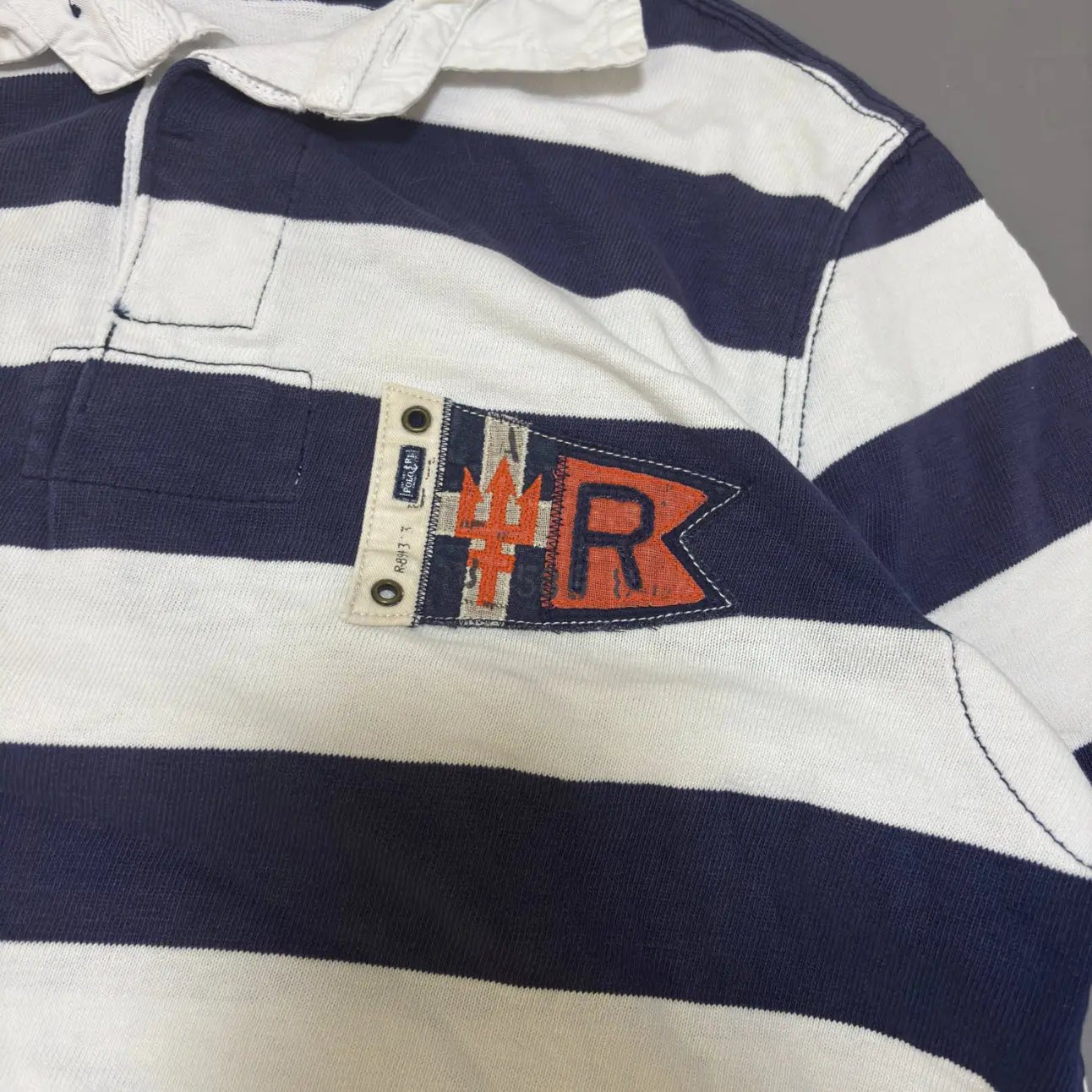 Navy & White Ralph Lauren Polo Shirt - M - Good Condition - Revaleur