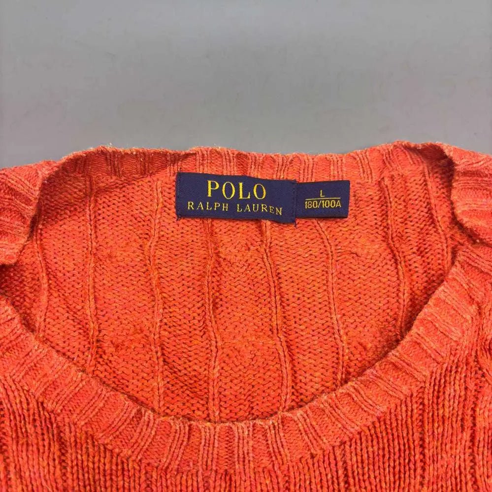 Orange Ralph Lauren Knitted Sweater - L - Very Good - Revaleur