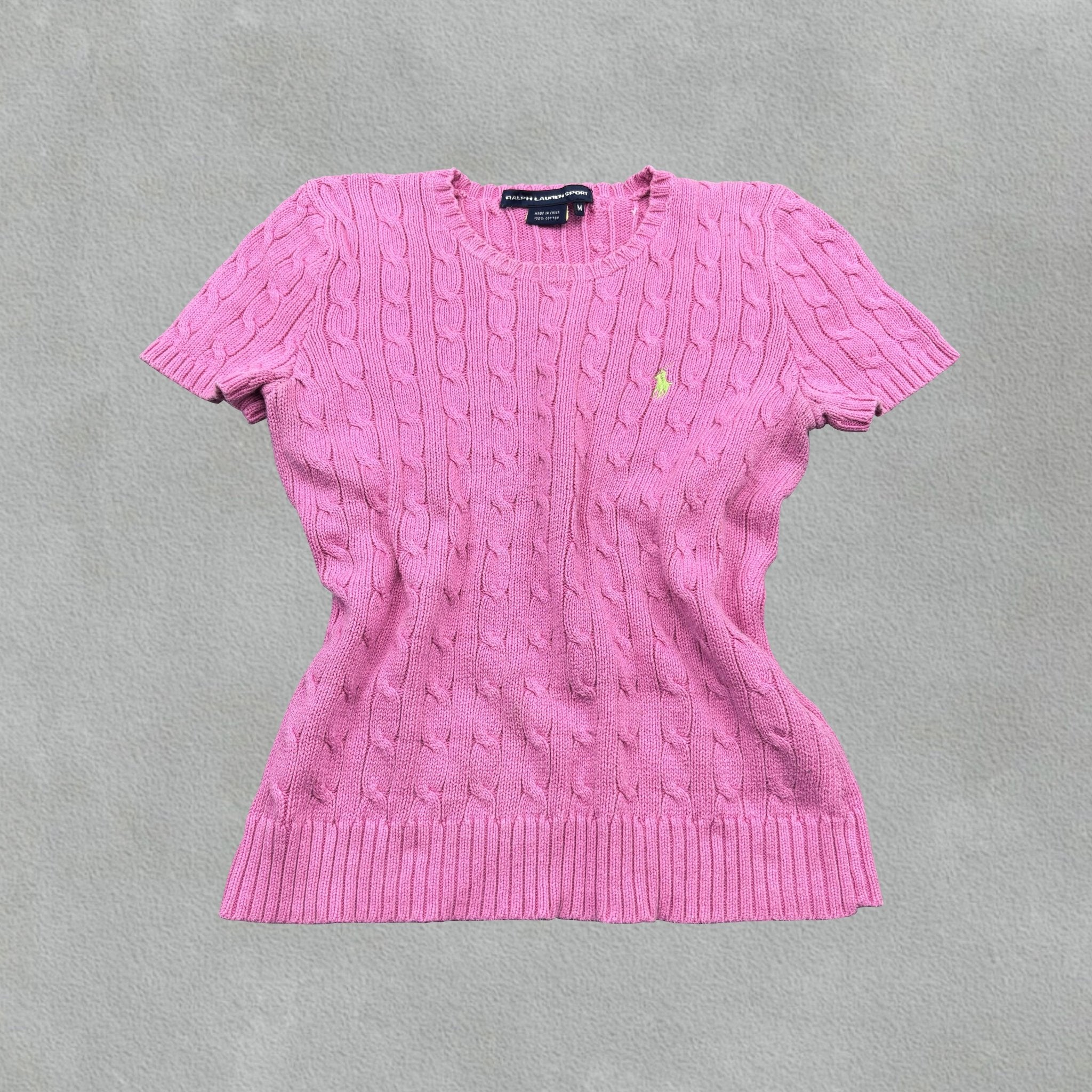Pink Ralph Lauren Knitted T-Shirt - Women M - Very Good - Revaleur