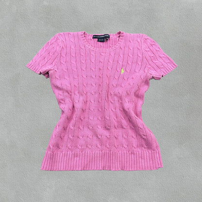 Pink Ralph Lauren Knitted T-Shirt - Women M - Very Good - Revaleur