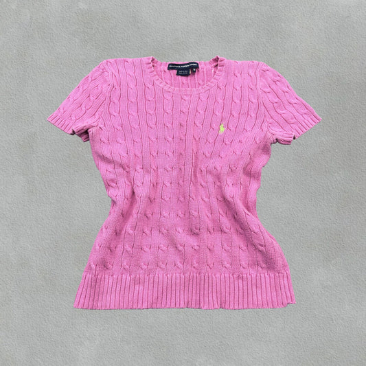 Pink Ralph Lauren Knitted T-Shirt - Women M - Very Good - Revaleur