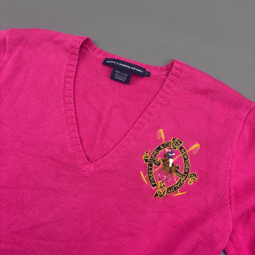 Pink Ralph Lauren V - neck Sweater - L - Very Good - Revaleur