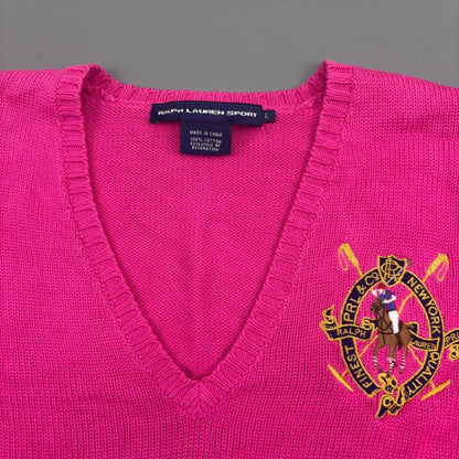 Pink Ralph Lauren V - neck Sweater - L - Very Good - Revaleur