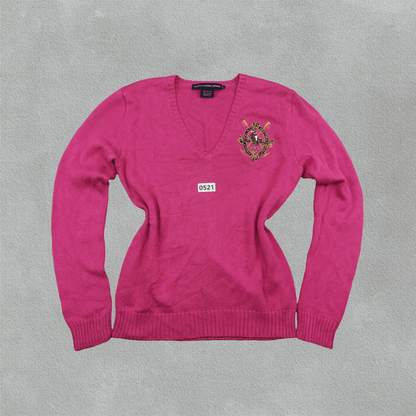 Pink Ralph Lauren V - neck Sweater - L - Very Good - Revaleur