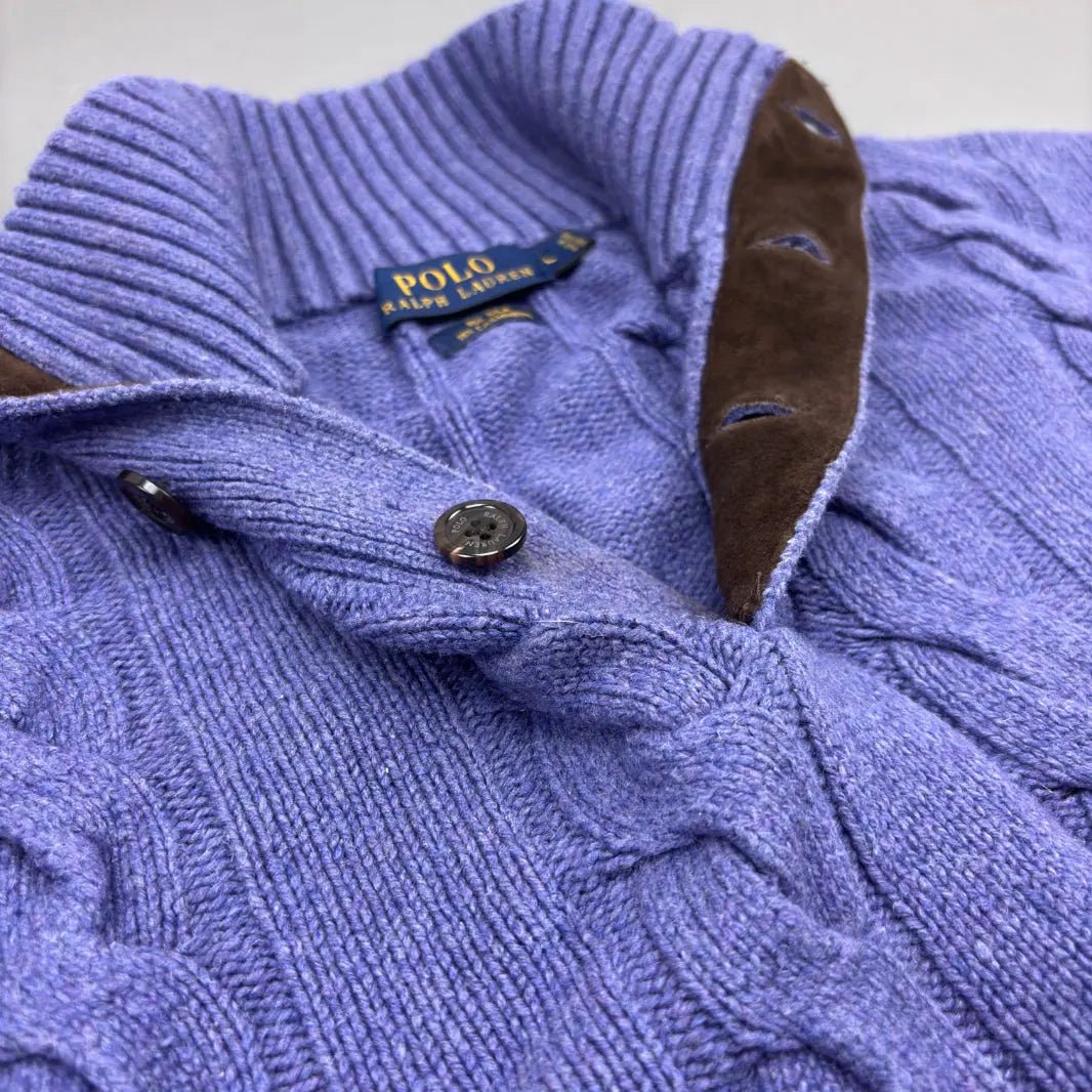 Purple Knitted Ralph Lauren Button - Down Sweater - L - Excellent Condition - Revaleur