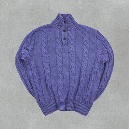 Purple Knitted Ralph Lauren Button - Down Sweater - L - Excellent Condition - Revaleur
