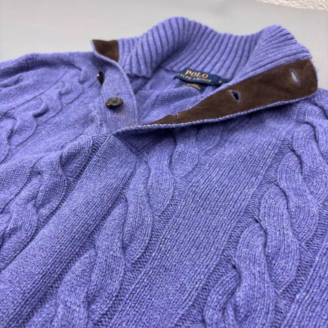 Purple Knitted Ralph Lauren Button - Down Sweater - L - Excellent Condition - Revaleur