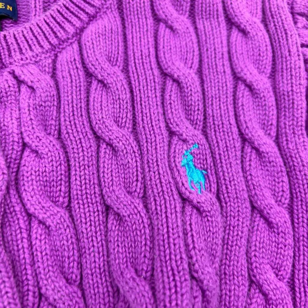 Purple Ralph Lauren Cardigan with Ruffle Hem - L (Kids) - New, Never Worn - Revaleur