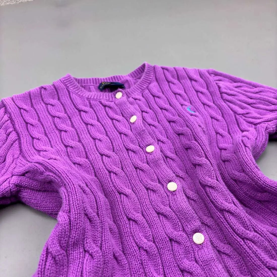 Purple Ralph Lauren Cardigan with Ruffle Hem - L (Kids) - New, Never Worn - Revaleur