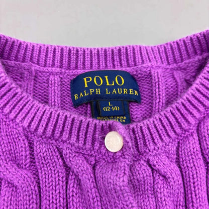 Purple Ralph Lauren Cardigan with Ruffle Hem - L (Kids) - New, Never Worn - Revaleur