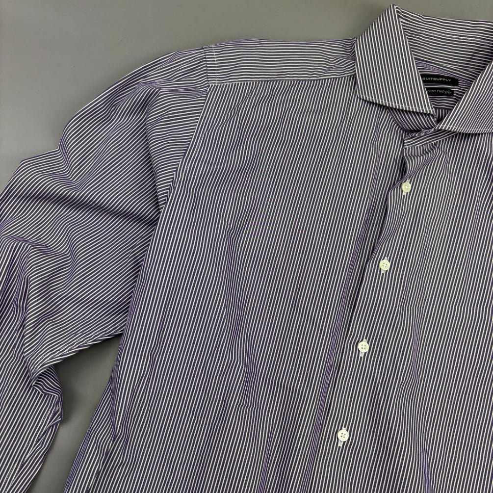 Purple/White Suitsupply Gym Shirt - Men 41 - New - Revaleur