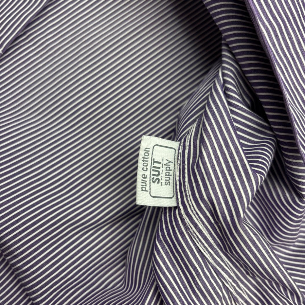 Purple/White Suitsupply Gym Shirt - Men 41 - New - Revaleur