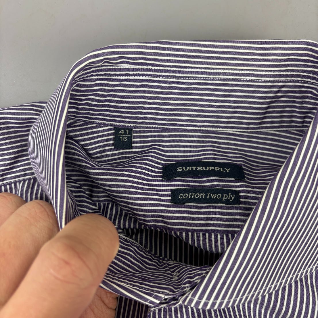 Purple/White Suitsupply Gym Shirt - Men 41 - New - Revaleur