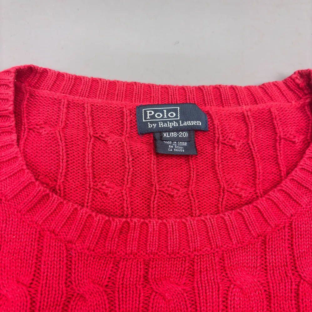 Red Cable Knit Sweater Ralph Lauren - XL - New, Never Worn - Revaleur