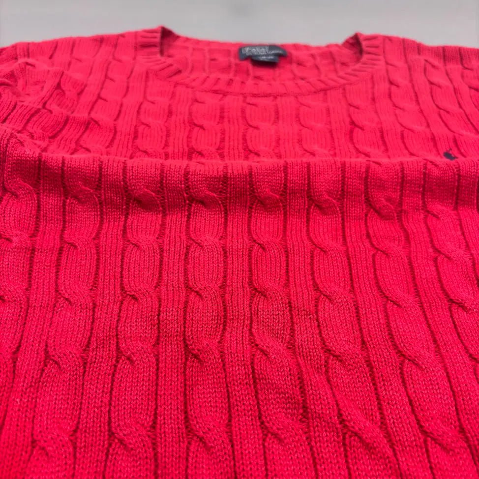 Red Cable Knit Sweater Ralph Lauren - XL - New, Never Worn - Revaleur