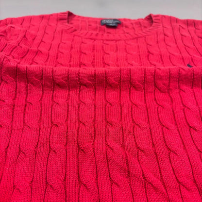 Red Cable Knit Sweater Ralph Lauren - XL - New, Never Worn - Revaleur