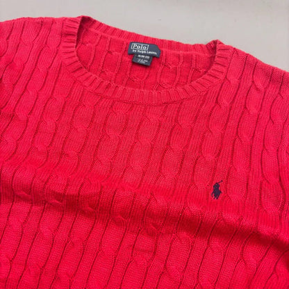 Red Cable Knit Sweater Ralph Lauren - XL - New, Never Worn - Revaleur
