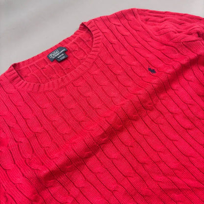 Red Cable Knit Sweater Ralph Lauren - XL - New, Never Worn - Revaleur
