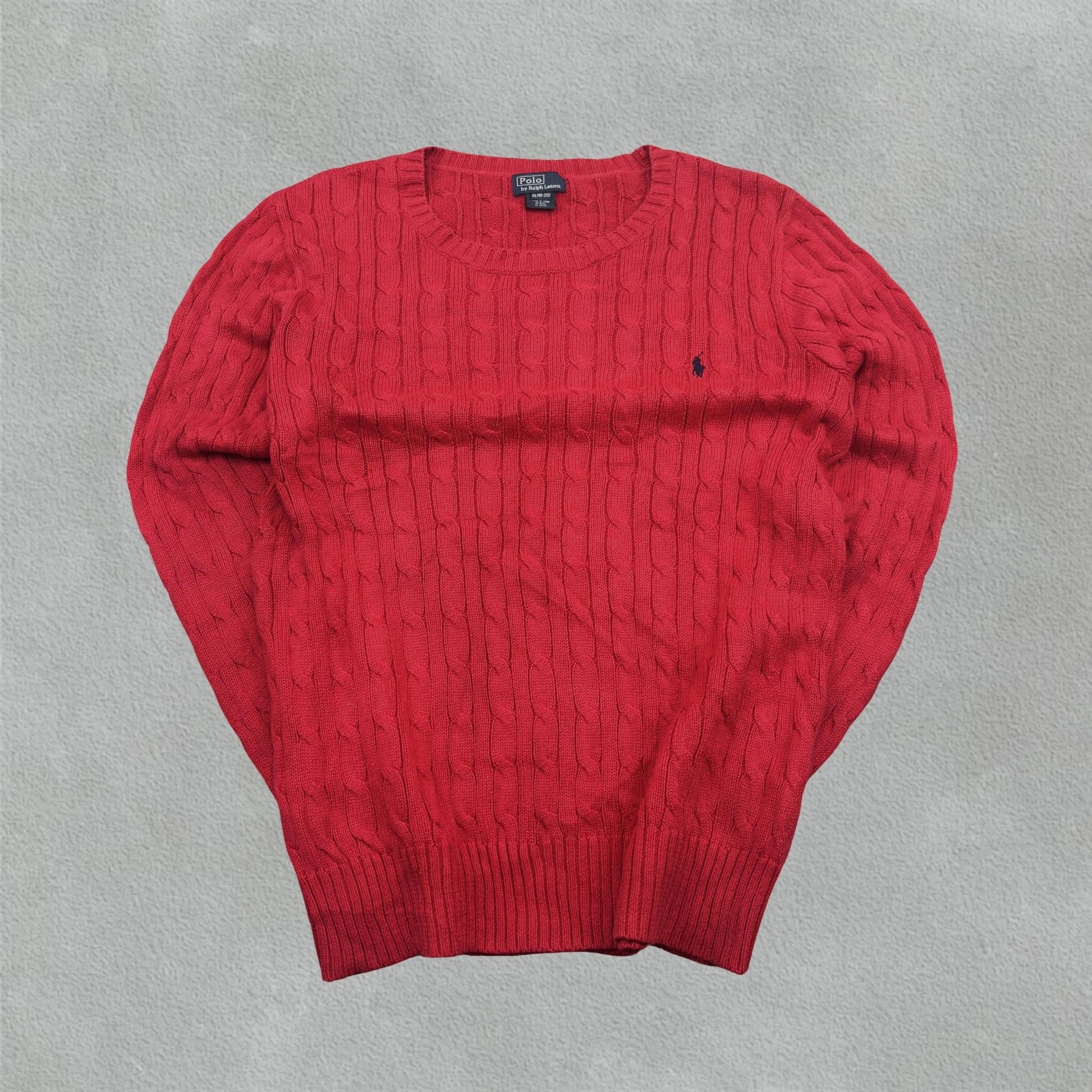 Red Cable Knit Sweater Ralph Lauren - XL - New, Never Worn - Revaleur