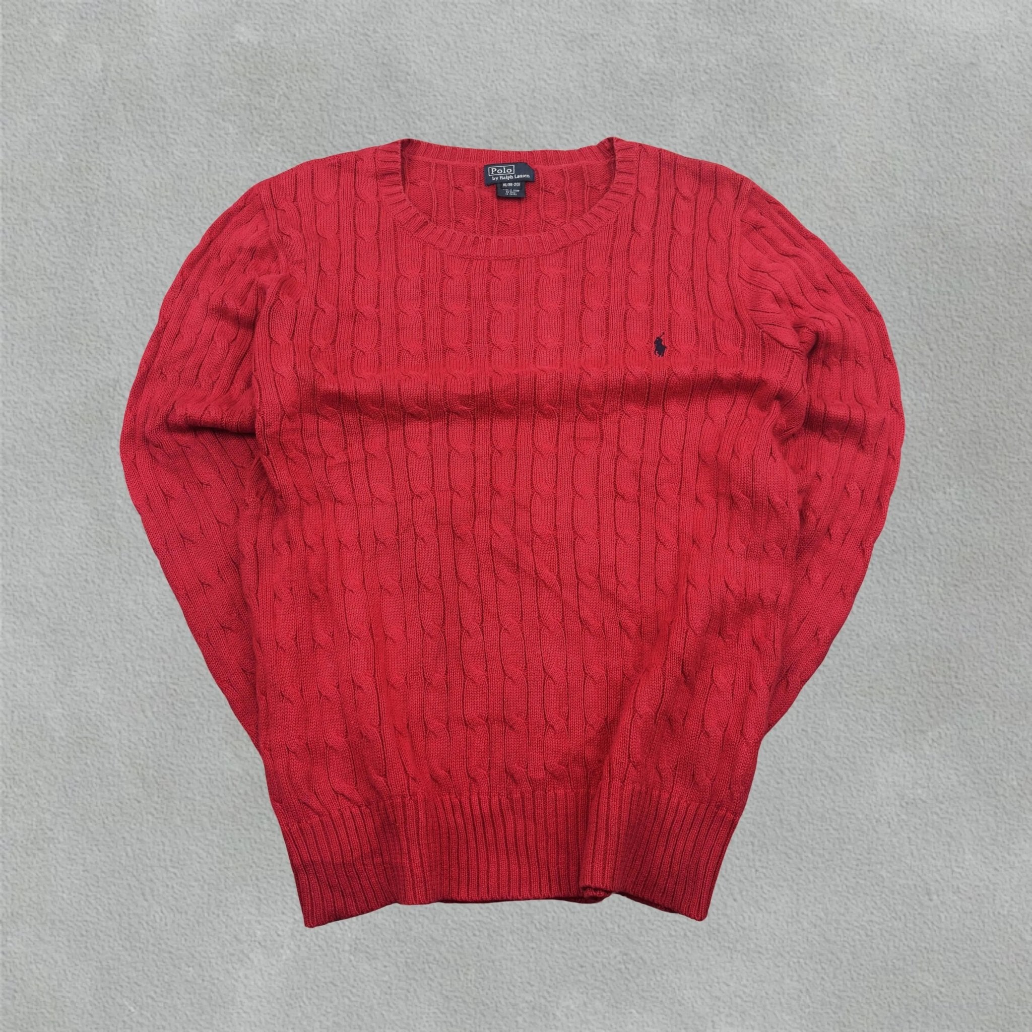 Red Cable Knit Sweater Ralph Lauren - XL - New, Never Worn - Revaleur