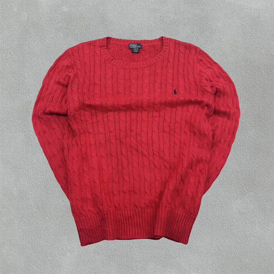 Red Cable Knit Sweater Ralph Lauren - XL - New, Never Worn - Revaleur