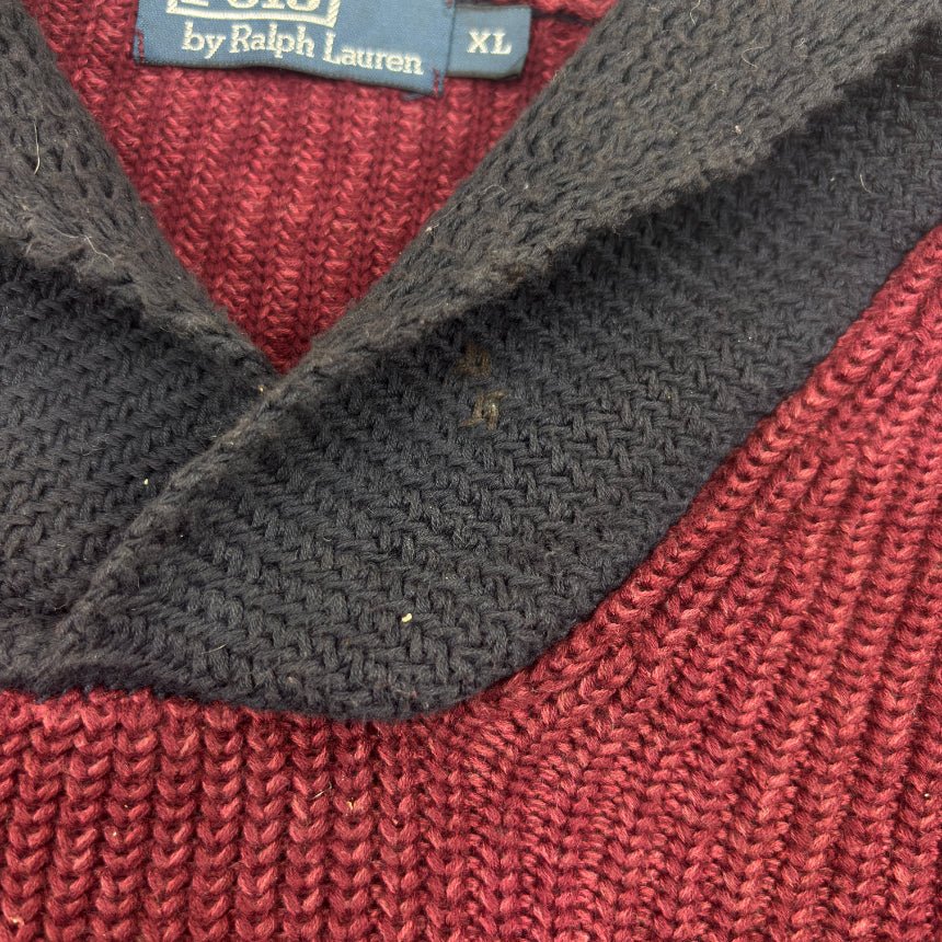 Red Ralph Lauren Buttoned Sweater - XL - Very Good - Revaleur