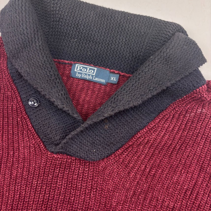 Red Ralph Lauren Buttoned Sweater - XL - Very Good - Revaleur