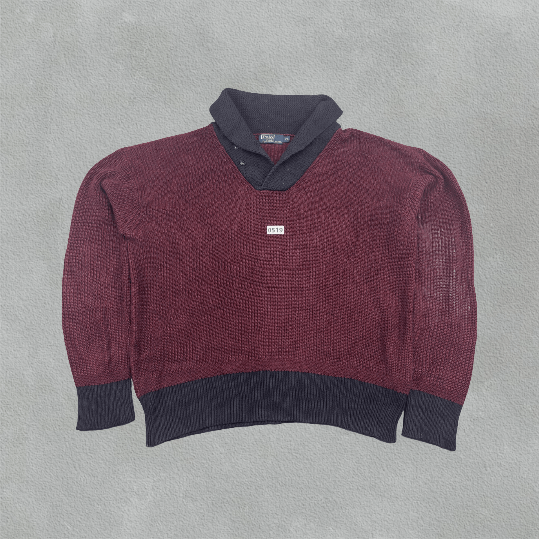 Red Ralph Lauren Buttoned Sweater - XL - Very Good - Revaleur