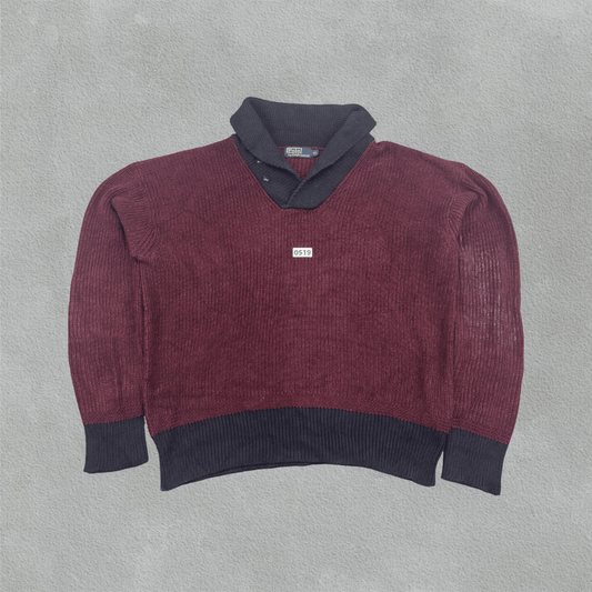 Red Ralph Lauren Buttoned Sweater - XL - Very Good - Revaleur